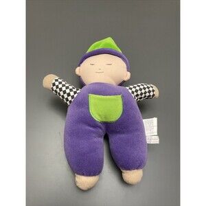 Excelligence Learning Soft Plush Baby Toy Lovey Doll Purple Green Tan  RARE